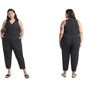 Athleta Brooklyn Utility V-Neck Black Jumpsuit NWT Size 10
